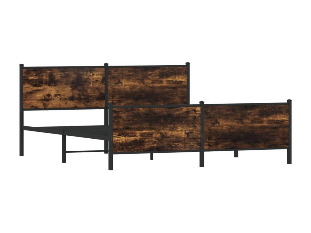 Cadre de lit en métal sans matelas chêne fumé 200x200 cm