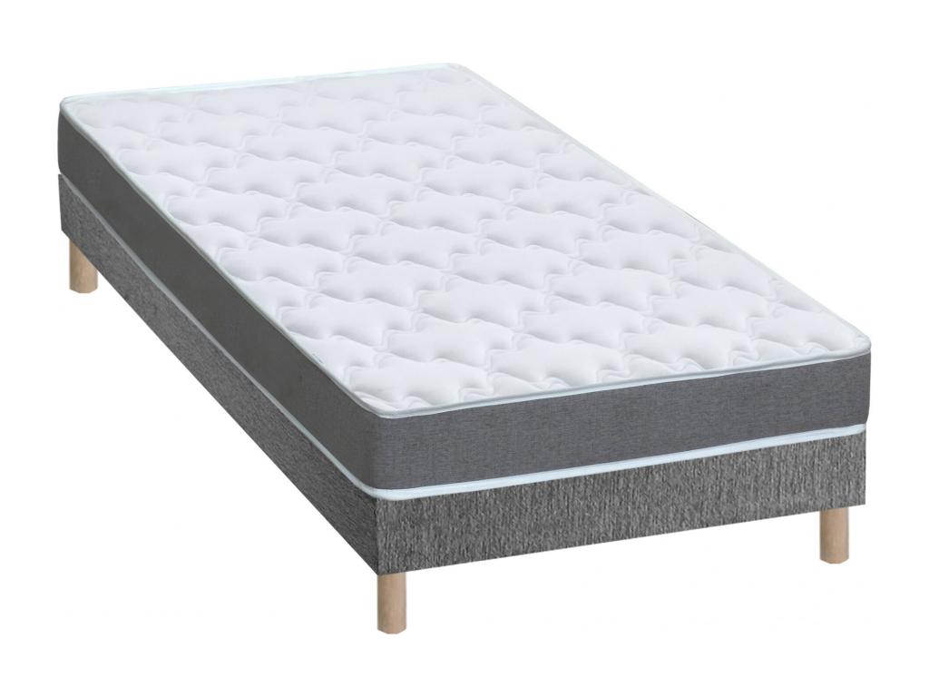 Ensemble matelas mousse ferme réversible Doucezen et sommier - confort français Dimensions - 90x190 cm Sommier - Gris chiné
