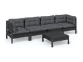 Salon de jardin 5 pcs avec coussins bois de pin massif