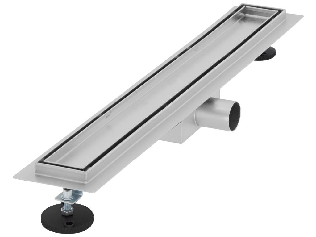 Caniveau de douche en acier inoxydable carrelé 60 cm et siphon Set complet argent plat Homzora