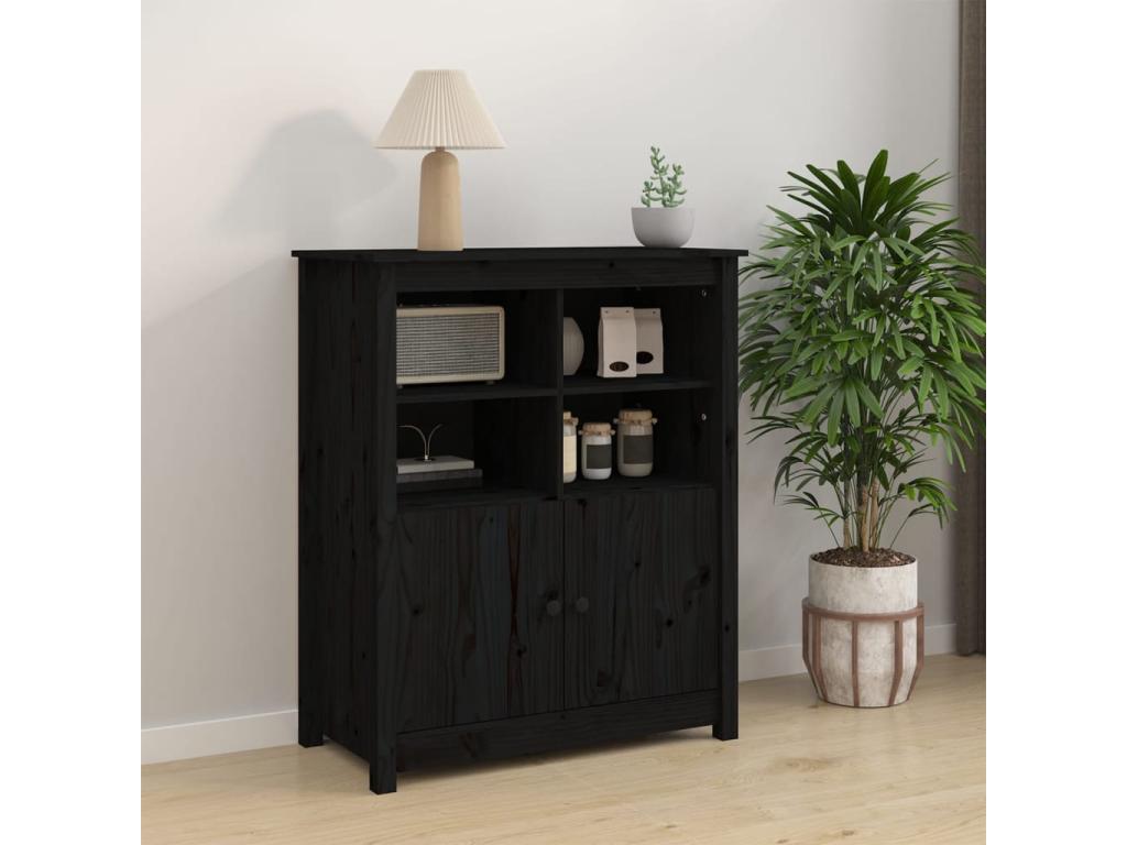 Buffet Noir 83x41.5x100 cm Bois massif de pin