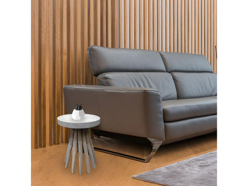 Bout de canapé avec plateau et piètement en bois de teck gris - Homzora