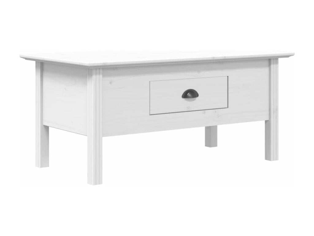 Table basse Homzora blanc 100x55x45 bois de pin massif