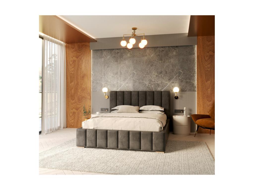 Lit coffre Doucezen 140x190 cm avec sommier à Doucezen relevable Gris Foncé