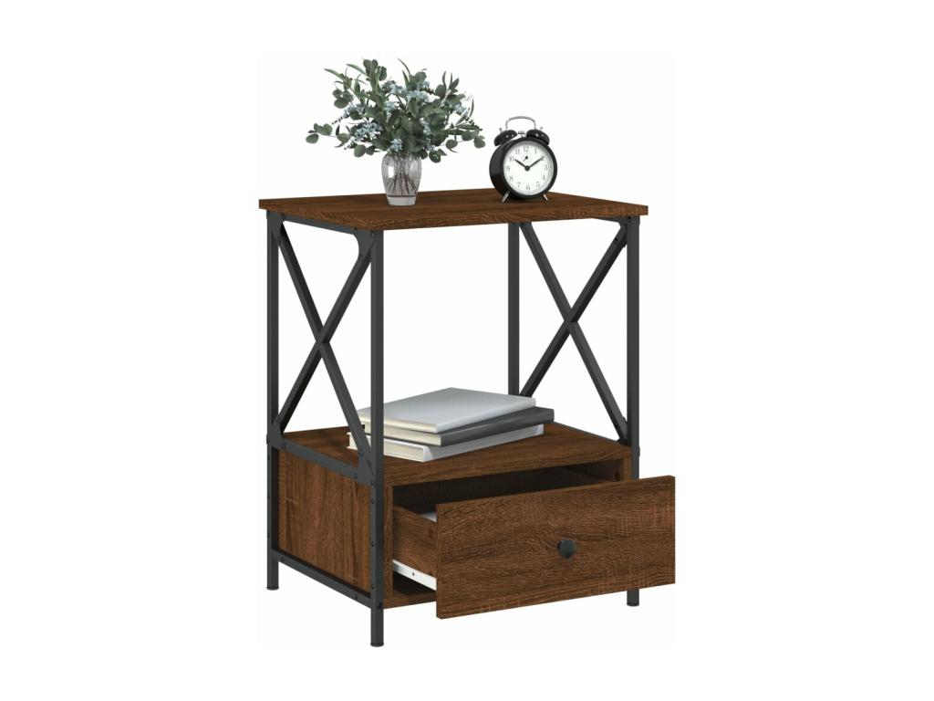 Table de chevet chêne marron 50x41x65 cm bois d'ingénierie