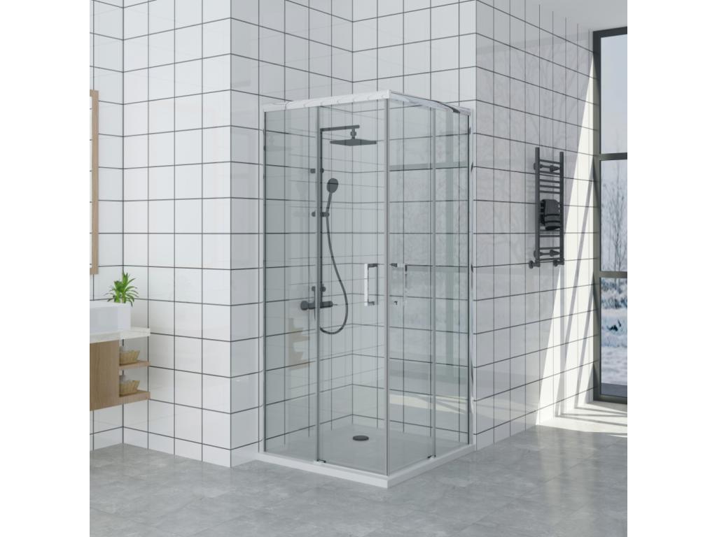 Paroi de douche 85x130 cm ouverture d'angle avec entrée facilitée hauteur 200 cm en verre trempé