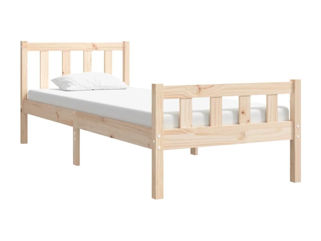 Cadre de lit Bois massif 75x190 cm Petit simple