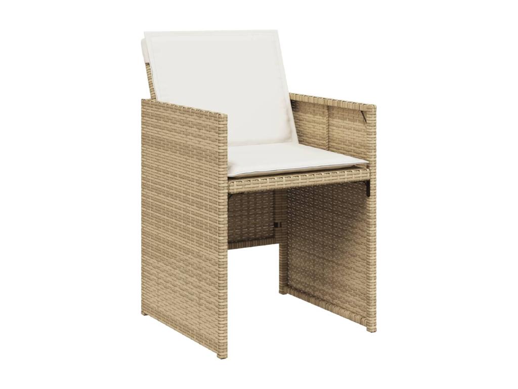 Ensemble à manger de jardin et coussins 13 pcs beige