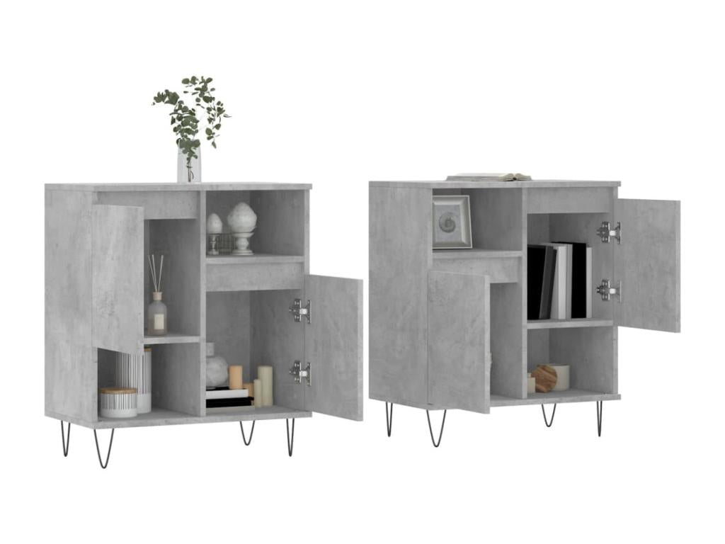 Buffets 2 pièces gris béton bois d'ingénierie