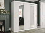Armoire Homzora 244 Marbre blanc - Mat blanc 200x200x62cm Portes d'armoire Glissement