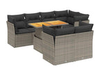 Salon de jardin 8 pcs avec coussins gris résine tressée