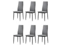 Lot de 6 chaises Contemporain - Structuré en Tissu gris chiné et Métal noir