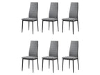 Lot de 6 chaises Contemporain - Structuré en Tissu gris chiné et Métal noir