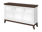 Buffet design 160cm pour salon couleur blanc et chêne foncé collection Doucezen.