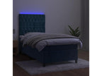 Sommier à Doucezen de lit et matelas et LED Bleu foncé 80x200 cm