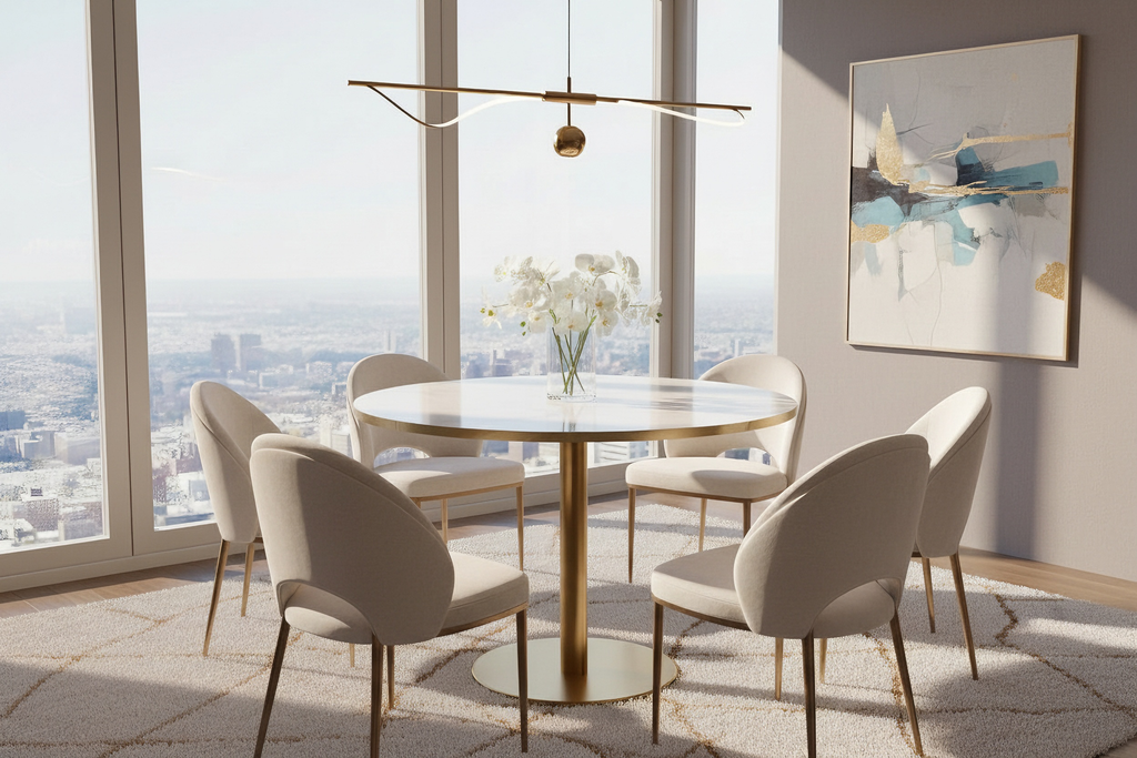 Table ronde 120 cm Homzora bistrot marbre translucide