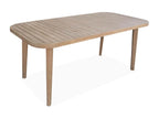 Table de jardin en bois d'eucalyptus- intérieur / extérieur 6 fauteuils en corde beige et métal