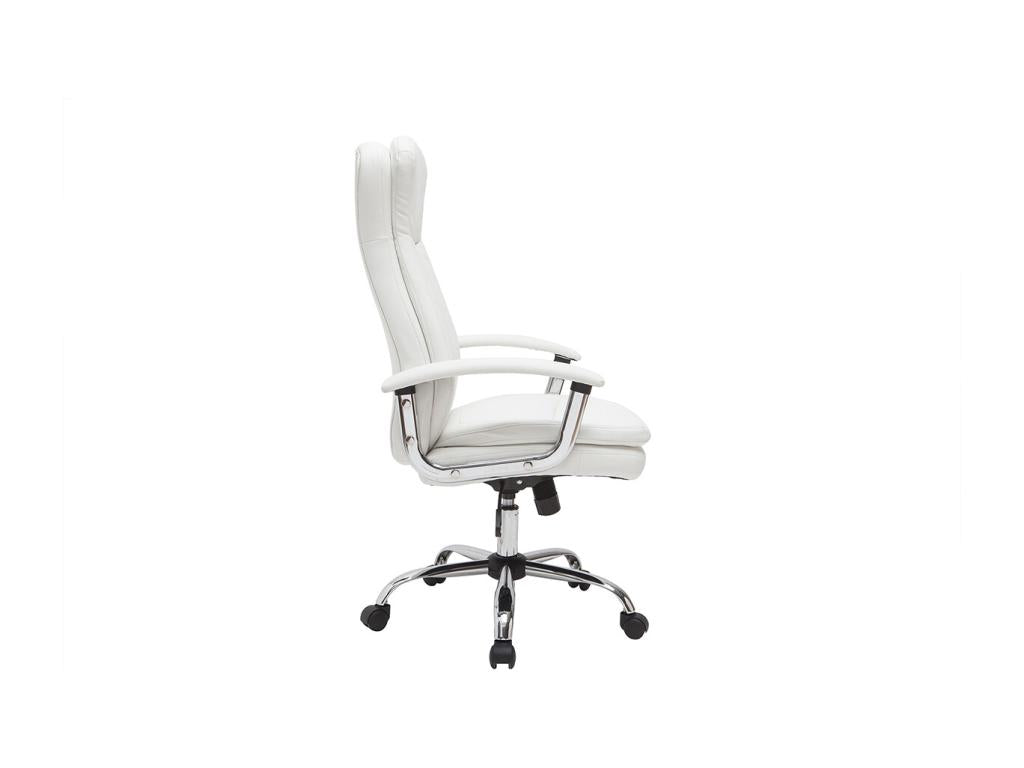 Fauteuil de bureau à Homzora design blanc et acier chromé WALL STREET