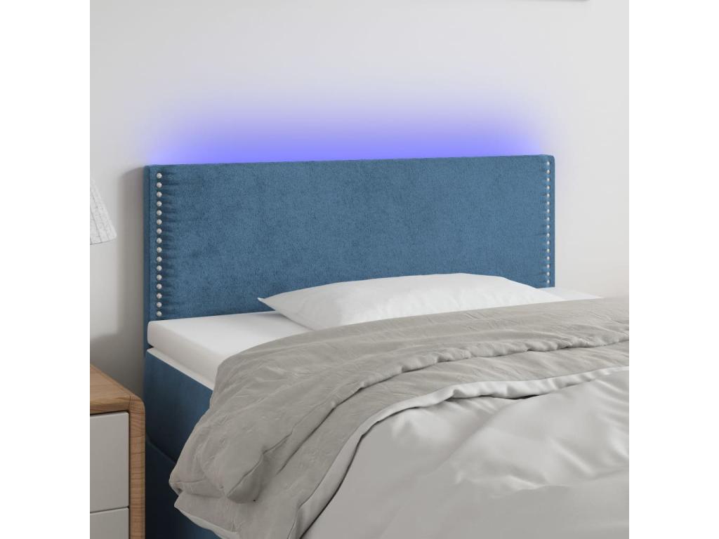 Tête de lit à LED Bleu foncé 100x5x78-88 Velours