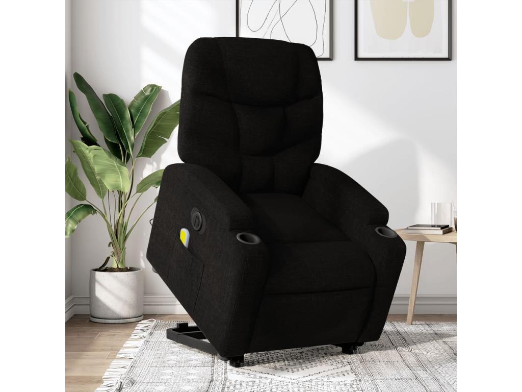 Fauteuil inclinable de massage électrique Noir Tissu