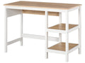 Bureau informatique multimédia dim- 110L x 48l x 76H cm 2 étagères latérales MDF E1 chêne clair blanc