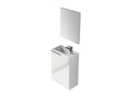 Meuble sous-vasque Homzora Meuble de salle de bain suspendu armoire 1 porte avec miroir et lavabo 40x22h58 cm Blanc brillant