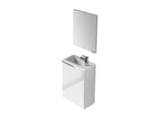 Meuble sous-vasque Homzora Meuble de salle de bain suspendu armoire 1 porte avec miroir et lavabo 40x22h58 cm Blanc brillant