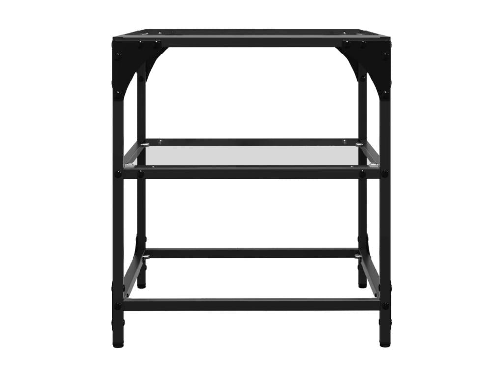 Tables basses avec dessus en verre transparent 2 pièces acier