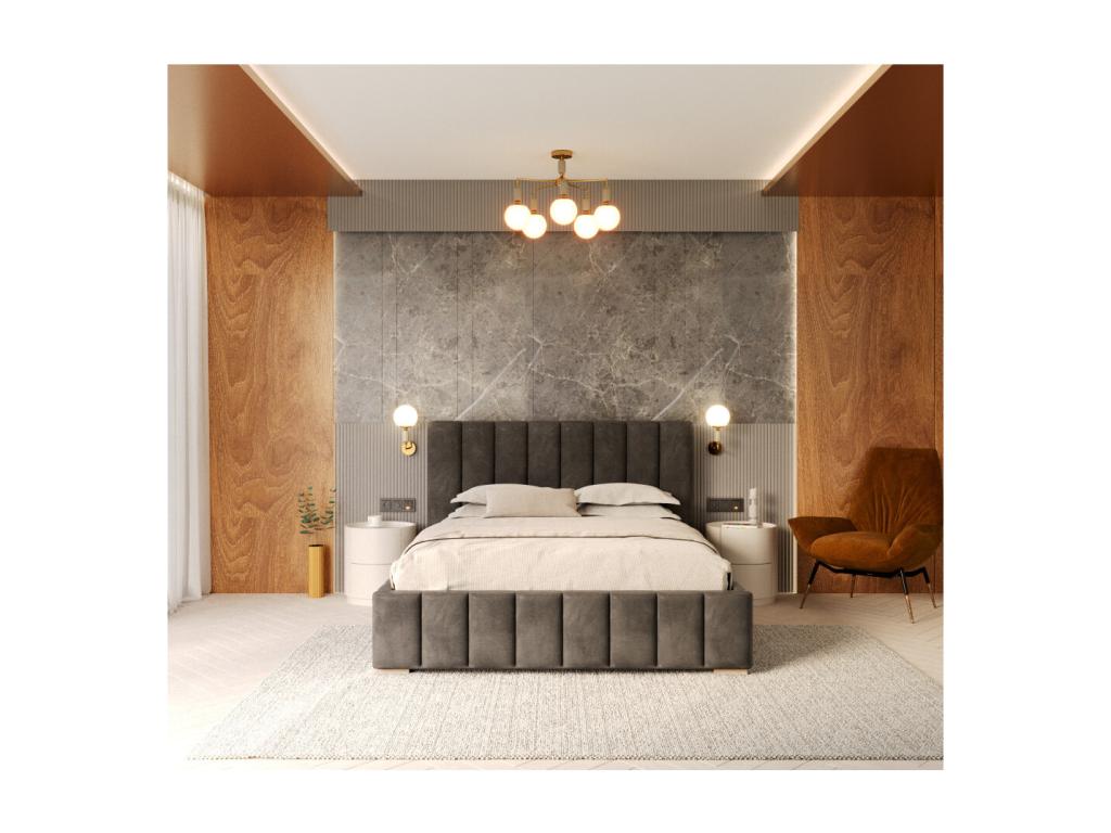 Lit coffre Doucezen 140x190 cm avec sommier à Doucezen relevable Gris Foncé