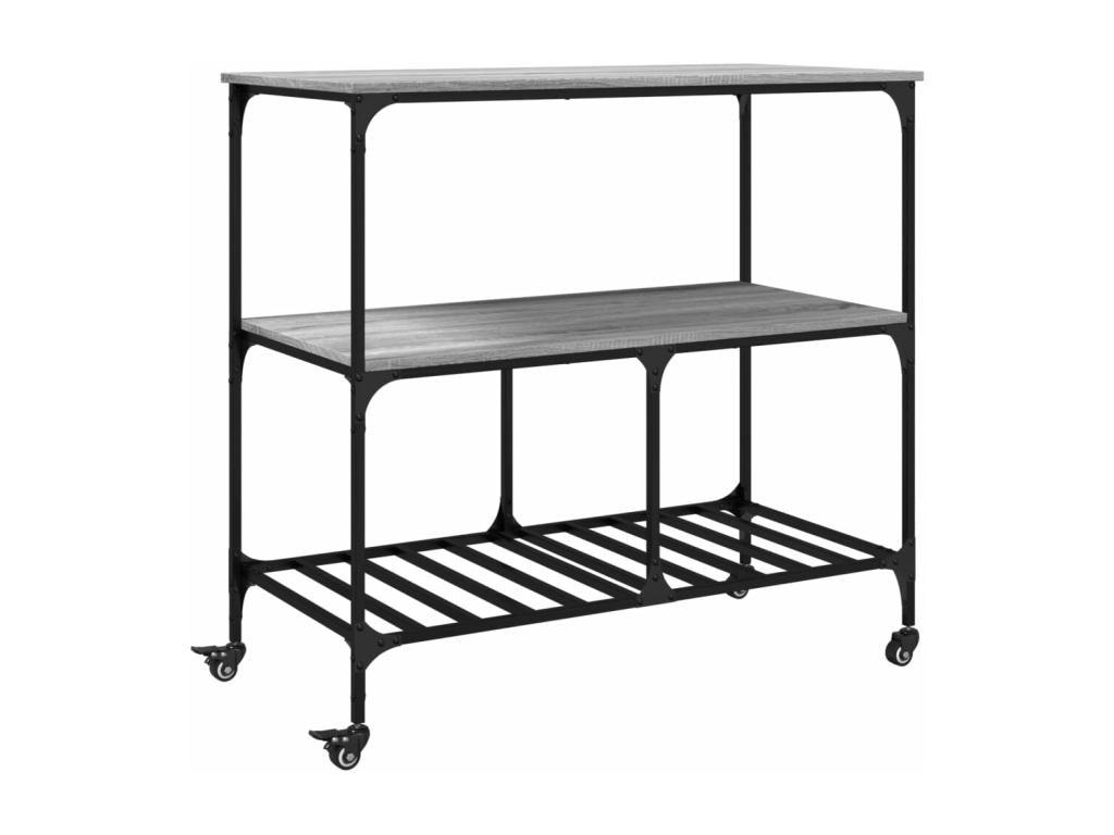 Chariot de cuisine Homzora gris 100x50x95 cm bois d'ingénierie