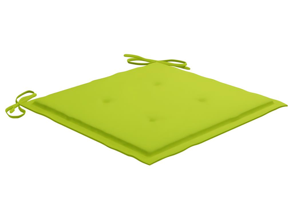 Chaises de jardin lot de 4 avec coussins vert vif Bois de teck