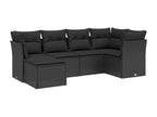 Salon de jardin 6 pièces avec coussins noir résine tressée