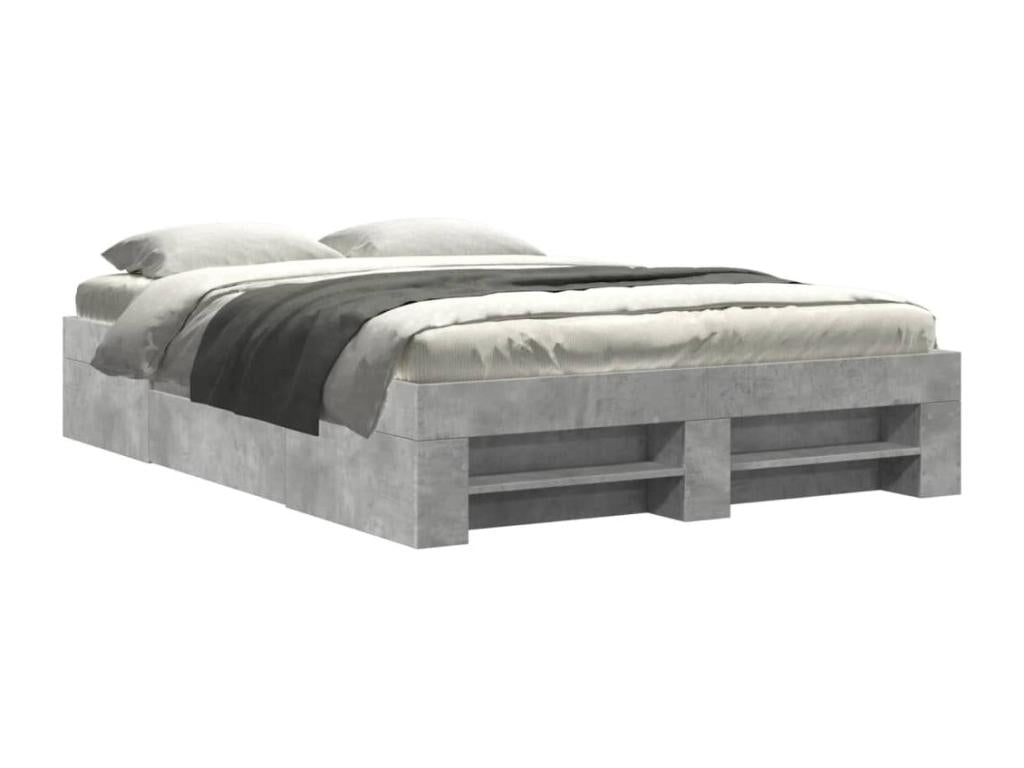 Cadre de lit sans matelas gris béton 120x190 cm bois ingénierie