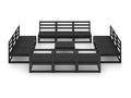 Salon de jardin 13 pcs noir bois de pin massif