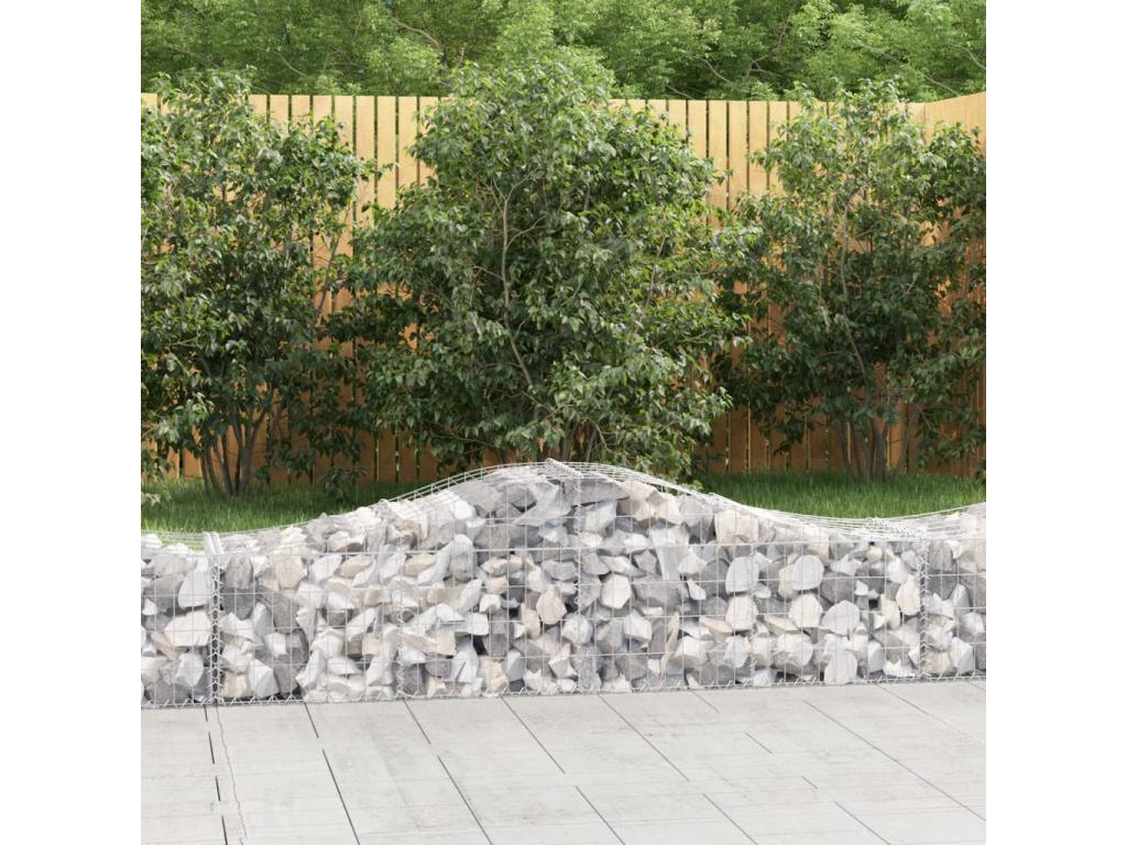 Paniers à gabions arqués 10 pcs 200x50x40-60 fer galvanisé