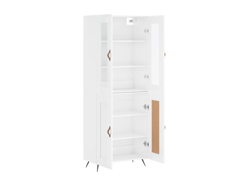 Buffet haut Blanc brillant 69.5x34x180 cm Bois d'ingénierie