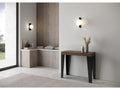 Console extensible design bois et acier mat Homzora-Couleur Marron-Pied et support sur Homzora-3 rallonges fines