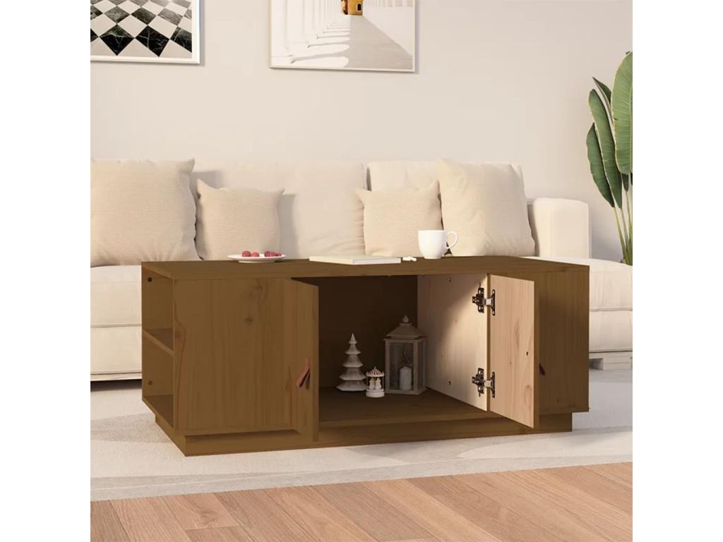 Table basse Marron miel 100x50x41 cm Bois massif de pin