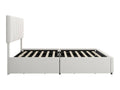 Lit double 160x200cm avec 4 tiroirs lit capitonné pour 2 personnes tissu en velours tête de lit réglable désigne moderne blanc