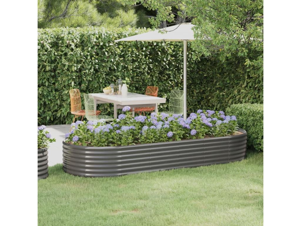 Lit surélevé de jardin Acier enduit de poudre 249x100x36cm gris