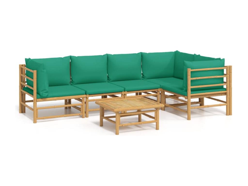 Salon de jardin 6 pcs avec coussins vert Homzora