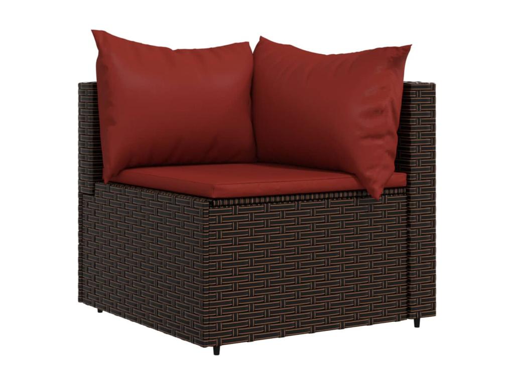 Canapés d'angle de jardin et coussins2pcs marron résine tressée