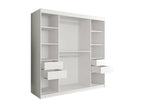 Armoire Homzora 244 Marbre blanc - Mat blanc 200x200x62cm Portes d'armoire Glissement