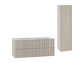 Ensemble meuble double vasque encastrée 120cm et colonne Homzora Cachemire