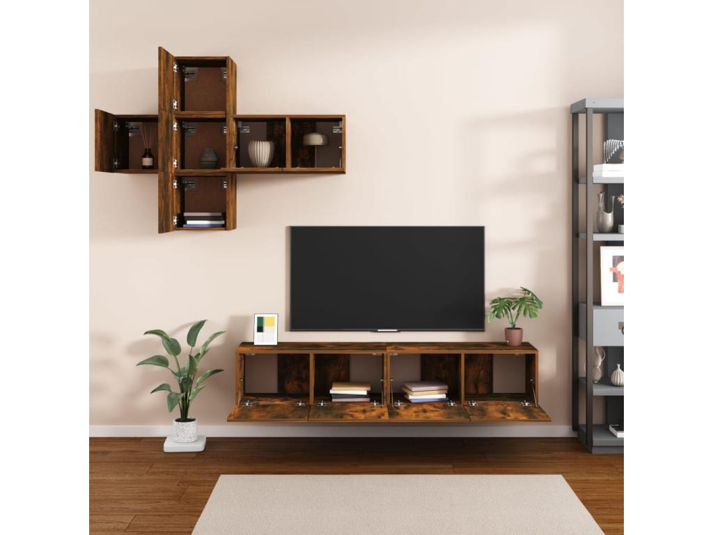 Ensemble de meubles TV 7 pcs Chêne fumé Bois d'ingénierie