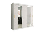 Armoire Homzora 244 Marbre blanc - Mat blanc 200x200x62cm Portes d'armoire Glissement