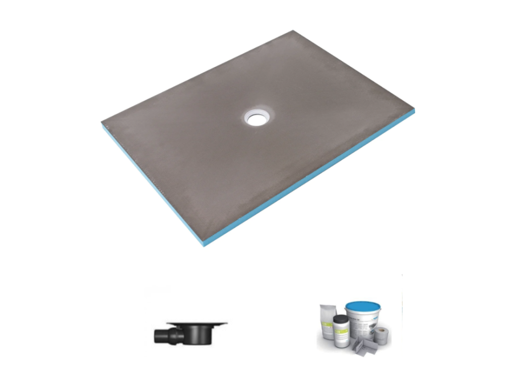 Receveur de douche à carreler 140x100 Homzora Primo rectangle écoulement centré bonde horizontale Homzora d'étanchéité