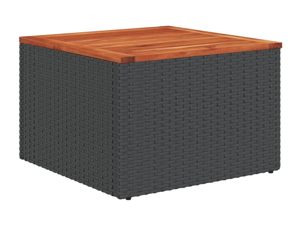 Salon de jardin 7 pièces avec coussins noir résine tressée