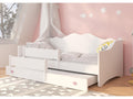 Lit gigogne enfant bois blanc 80x160 petit coeur rose Vekly