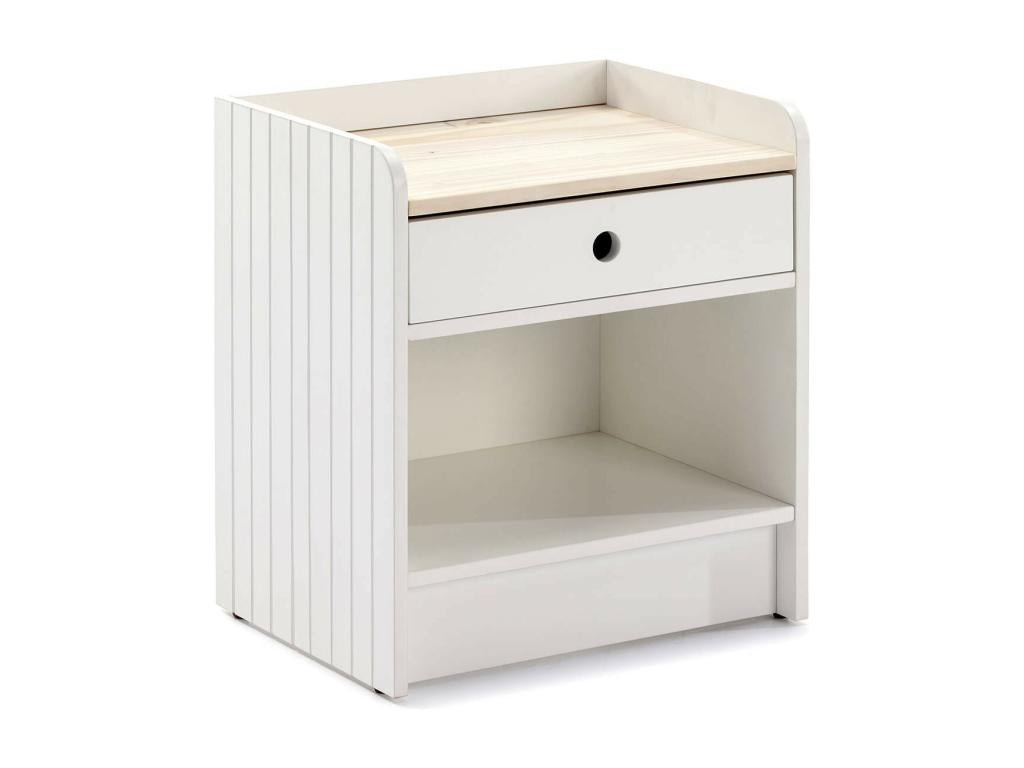 Doucezen - Chevet 1 Tiroir 1 Niche Bois et Blanc